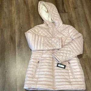 New Kenneth Cole New York Women's Full Sherpa Lined Mixed Quilt Puffer